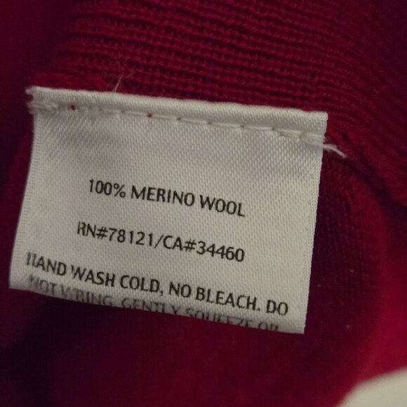 Eileen Fisher 100% Merino Wool Red Assymetric V Neck Sweater Dress Size S - Picture 6 of 6